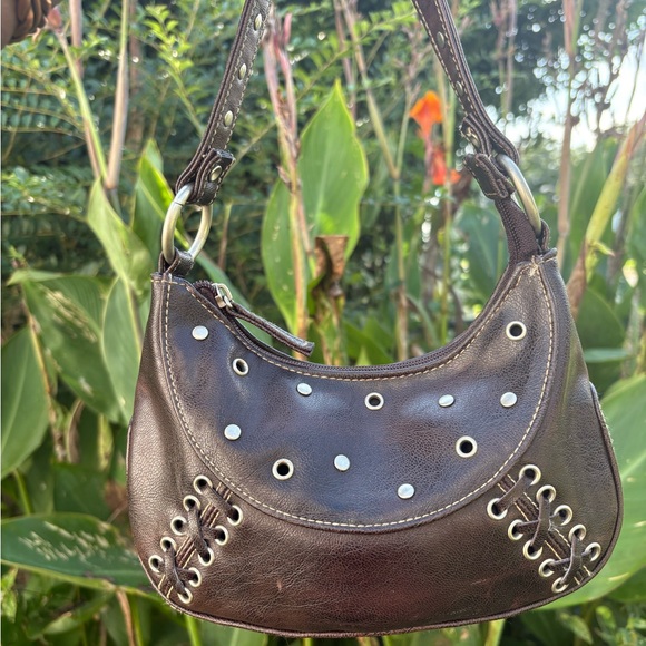 Vintage Limited Too y2k soho hobo studded leather bag - Picture 1 of 7